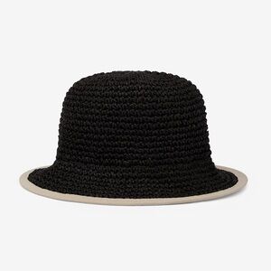 Varley Black Crochet Bucket Hat